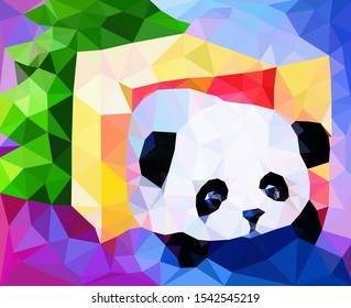 
pandas climbs out of a New Year's gift