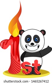 Pandas primer cumpleaños, ilustración, vector sobre fondo blanco.