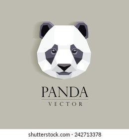 panda`s head low poly geometric polygonal flat design style logo element- company mascot vector illustration