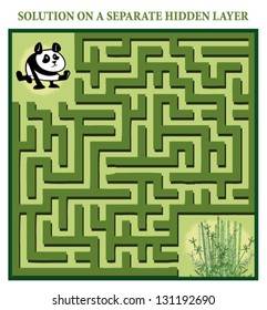 Panda's Maze Game (help the hungry panda find the right way to his bamboo) - Maze puzzle with solution