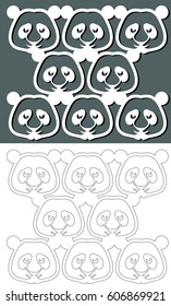 Pandas openwork pattern. Template for laser cutting.
