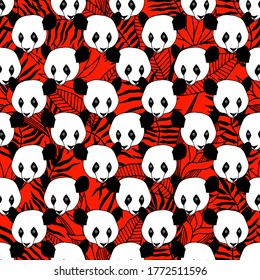 Pandas seamless pattern. Eps10 vector stock illustration