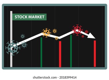 Pandemic affecting stock market or world economy concept, Editable Clip Art