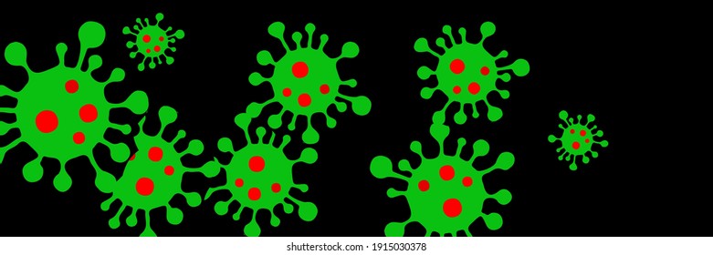 Pandemic Black Danger Sign Vivid Test Vibrant Covid-19 Illustration. Sick Quarantine Green Medicine Science Background. Horizontal Bright Virus Creepy Coronavirus Healthcare Red Epidemic Wallpaper.