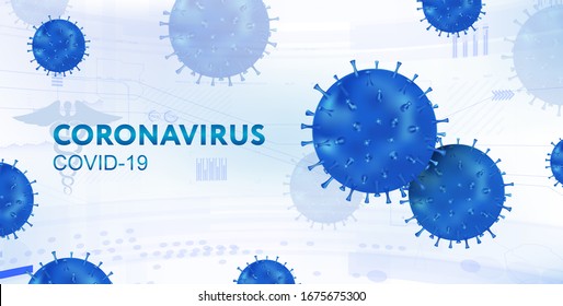 Pandemic Coronavirus, Covid-19 Vector illustration with 3D bacteria on white background. Medical banner microbes Coronavirus. Deadly type of virus Covid-19, healthcare banner. Vector illustration