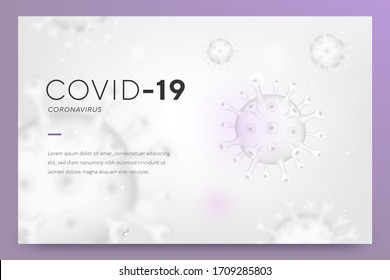 Pandemic Coronavirus, Covid-19 Vector illustration with 3D bacteria on white background. Medical banner microbes Coronavirus. Deadly type of virus Covid-19, healthcare banner. Vector illustration.