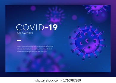 Pandemic Coronavirus, Covid-19 Vector illustration with 3D bacteria on white background. Medical banner microbes Coronavirus. Deadly type of virus Covid-19, healthcare banner. Vector illustration