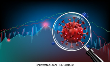  Pandemic coronavirus or covid-19 virus effect to stock market business and financial recession concept.