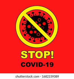 Pandemic Coronavirus outbreak covid-19 2019-nCoV symptoms  warning with quarantine, mouth cap mask Vector mouthcap icon sign stop coronavirus