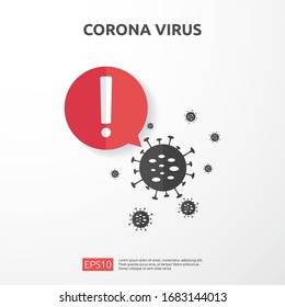 Pandemic Coronavirus outbreak. covid-19 Alert caution attacks danger and public health risk disease. Corona Virus Sign Icon illustration for medical health risk concept