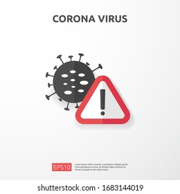 Pandemic Coronavirus outbreak. covid-19 Alert caution attacks danger and public health risk disease. Corona Virus Sign Icon illustration for medical health risk concept