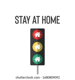 Pandemic Coronavirus Outbreak Covid-19 - Stay at home concept with traffic lights