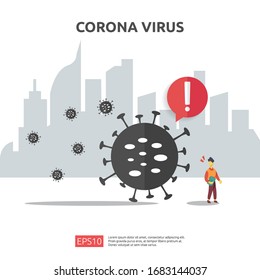 Pandemic Coronavirus outbreak. social distancing preventive for covid-19 Alert caution attack danger and public health risk disease. Corona Virus Sign Icon illustration for medical health risk concept