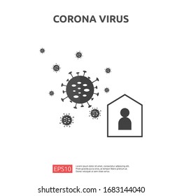 Pandemic Coronavirus outbreak. social distancing preventive for covid-19 Alert caution attack danger and public health risk disease. Corona Virus Sign Icon illustration for medical health risk concept