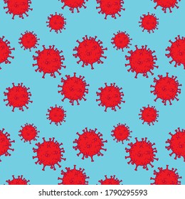pandemic coronavirus seamless pattern. Repetitive virus, vector illustration. 
