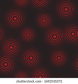 Pandemic coronavirus seamless pattern. Stock vector illustration of disease outbreaks like center exodus circles with the virus for  epidemic spreading