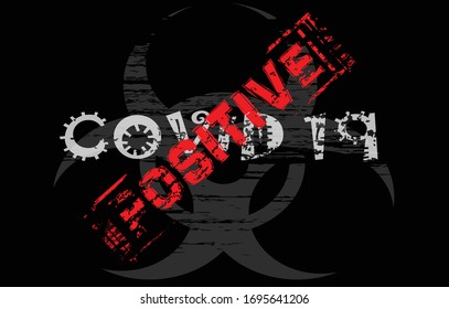  Pandemic Covid-19 warning red grunge text. Trendy design element for prints, web pages, banners, posters and background
