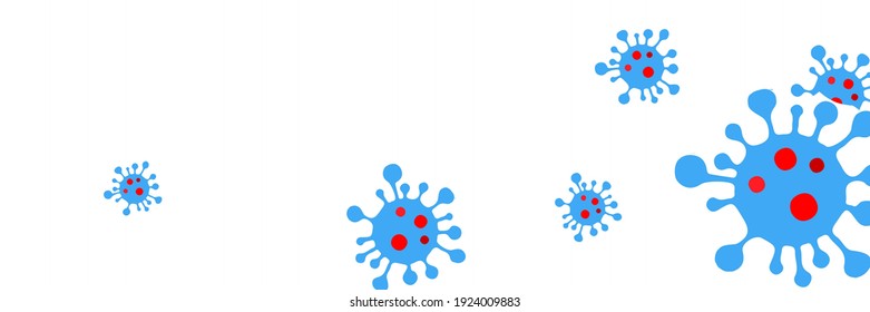 Pandemic Covid-19 White Healthcare Danger Sign Background. Quarantine Red Medicine Blue Test Virus Vivid Coronavirus Wallpaper. Sick Bright Epidemic Neon Science Vibrant Horizontal Illustration.