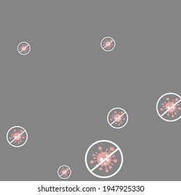 Pandemic Danger Sign Quarantine Grey Healthcare Coronavirus Background. Stop Covid Red Forbidden Gray Covid-19 Virus Sick Wallpaper. Epidemic Test Silver Restrictions Negative Asian Flue Illustration.
