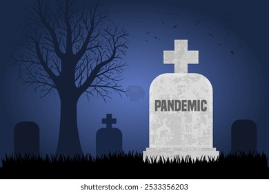 Pandemic is dead. Grave concept symbolizing the end of coronavirus pandemic.