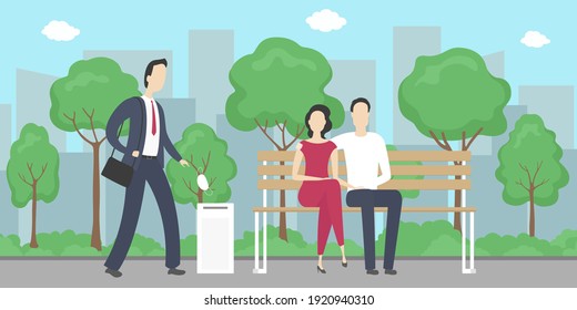 Fin de pandemia. El hombre arroja máscara protectora. Ilustración vectorial.