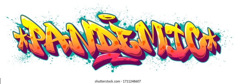 Pandemic font in old school graffiti style. Vector illustration.