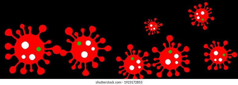 Pandemic Green Science White Coronavirus Covid-19 Vibrant Test Vector. Quarantine Black Virus Bright Healthcare Red Horizontal Illustration. Epidemic Medicine Creepy Danger Sign Sick Backdrop.