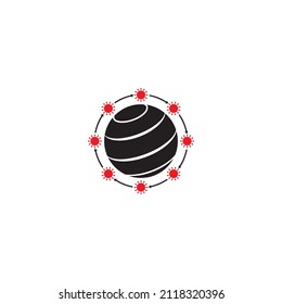 icono de pandemia que rodea el mundo,diseño de logotipo de ilustración vectorial.