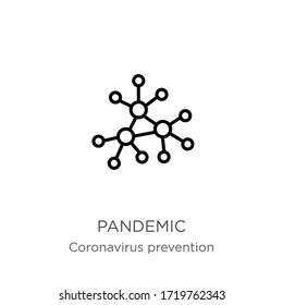 Pandemic icon. Thin linear pandemic outline icon isolated on white background from Coronavirus Prevention collection. Modern line vector sign, symbol, stroke for web and mobile