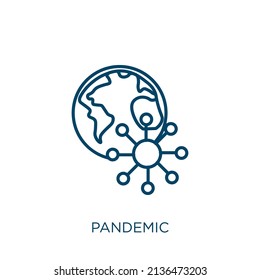 pandemic icon. Thin linear pandemic outline icon isolated on white background. Line vector pandemic sign, symbol for web and mobile