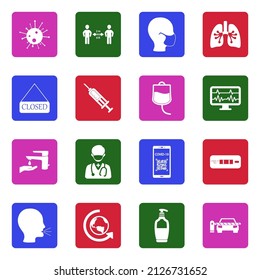 Pandemic Icons. White Flat Collection In Square. Vector Illustration.