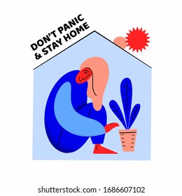 Pandemic isolation concept banner with quarantine. Vector illustration. Coronavirus outbreak. 2019-nCoV background. Stay home
