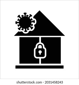 Pandemic, lock down, quarantine, stay home icon. Black vector.