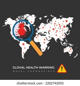 Pandemic novel coronavirus human global health warning. 2019-nCov outbreaks with exclamation mark template. Stay safe and aware vector illustration