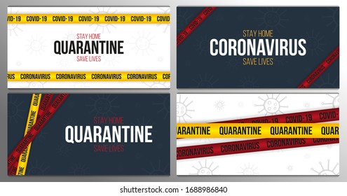 Pandemic. Novel Coronavirus outbreak covid-19 or 2019-nCoV. Quarantine banner with stripes