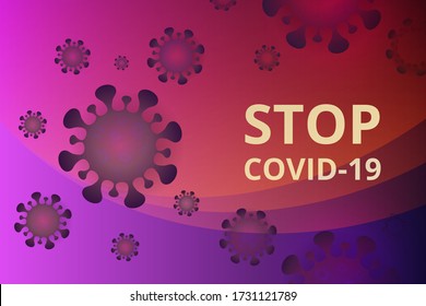 Pandemic novel coronavirus outbreak COVID-19. Banner about the outbreak of coronavirus COVID-19. Red coronavirus bacteria on a light background.