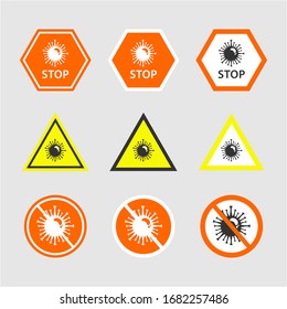 pandemic novel coronavirus stop icon sign. covid 19. 2019-nCov. warning symbol. stop travel or vacation. quarantine warning