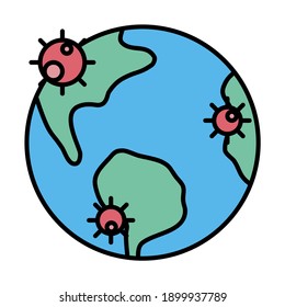 pandemic and plague in earth using soft color and filled line style