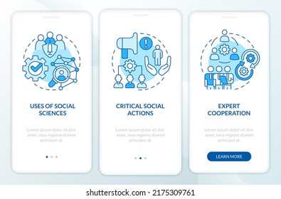 Pandemic preparedness blue onboarding mobile app screen. Walkthrough 3 steps editable graphic instructions with linear concepts. UI, UX, GUI template. Myriad Pro-Bold, Regular fonts used
