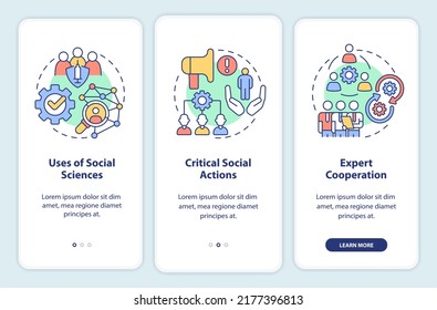 Pandemic preparedness onboarding mobile app screen. Walkthrough 3 steps editable graphic instructions with linear concepts. UI, UX, GUI template. Myriad Pro-Bold, Regular fonts used