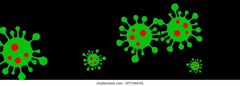 Pandemic Quarantine Black Danger Sign Sick Backdrop. Covid-19 Red Medicine Creepy Epidemic Bright Horizontal Illustration. Science Vivid Test Vibrant Healthcare Coronavirus Green Virus Wallpaper.