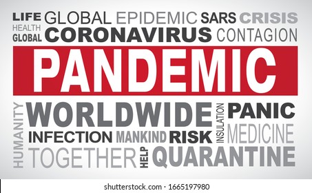 Pandemic related tags word cloud vector illustration