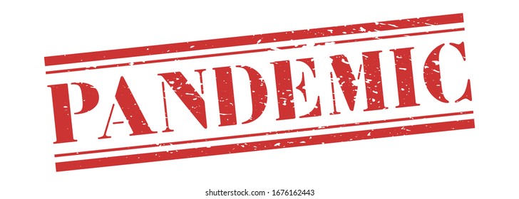 Pandemiestempel. Vektorillustration Banner bedrückt. Vintage Grunge Schild in roter Tinte.