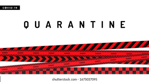 Pandemic stop Coronavirus outbreak covid-19 2019-nCoV quarantine. Logo covid-19 with fencing tapes notifying that it is closed for quarantine. Closed for quarantine pandemic Corona virus vector image