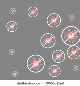 Pandemic Stop Covid Virus Grey Epidemic Negative Background. Asian Flue Forbidden Red Danger Sign Covid-19 Quarantine Illustration. Test Silver Restrictions Gray Sick Coronavirus Healthcare Wallpaper.