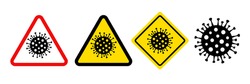 Pandemic Stop Novel Coronavirus Outbreak Covid-19. 2019-nCoV Symptom In Wuhan China. Travel Or Vacantion Europe Warning With Air Plane And Quarantine Danger Sign. Vector Quarantine Caution Icon