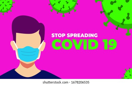 Pandemic stop Novel Coronavirus outbreak covid-19 2019-nCoV symptoms,flat design vector