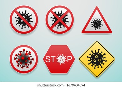 Pandemic stop Novel Coronavirus sign set