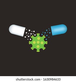 Pandemic virus and Medicine pills antiviral drug corona virus concept. Vector illustration design. isolated on background