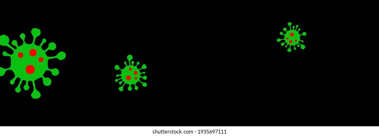 Pandemic Vivid Quarantine Red Coronavirus Creepy Science Illustration. Danger Sign Test Green Horizontal Healthcare Background. Sick Vibrant Epidemic Black Medicine Covid-19 Bright Virus Wallpaper.